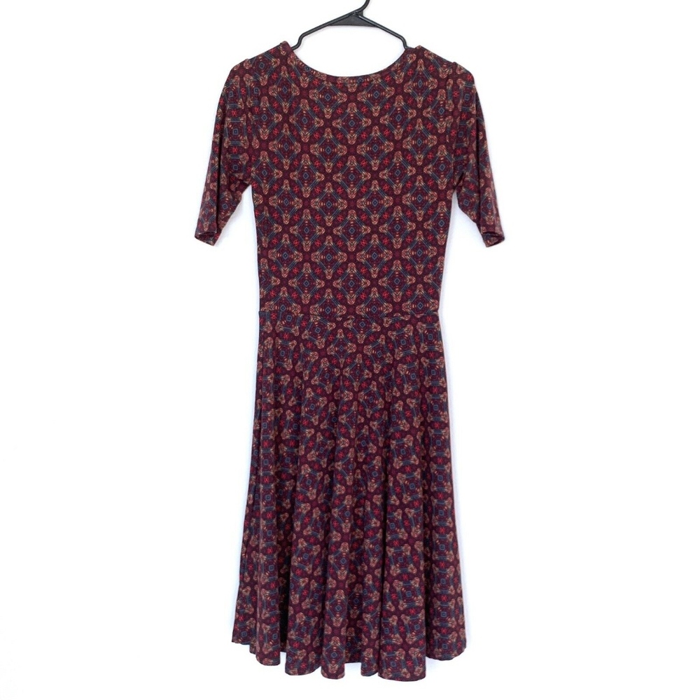 LuLaRoe Red Yellow Diamond Print Nicole Dress - Picture 6 of 8